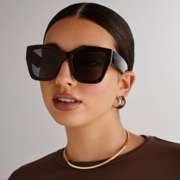 Aire Accessories - Aire Haedus Oversized Square Cat-Eye Sunglasses Black Smoke Mono NWT